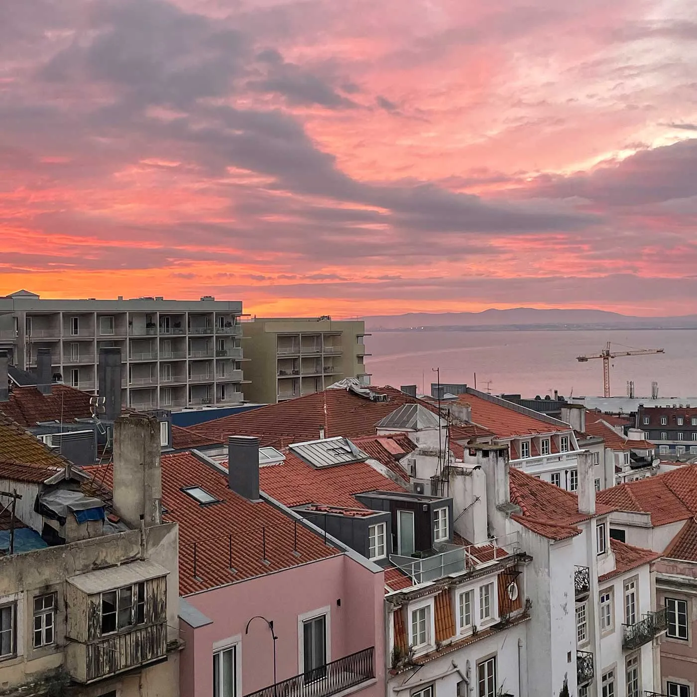 Sunset over the rooftops of Lisbon