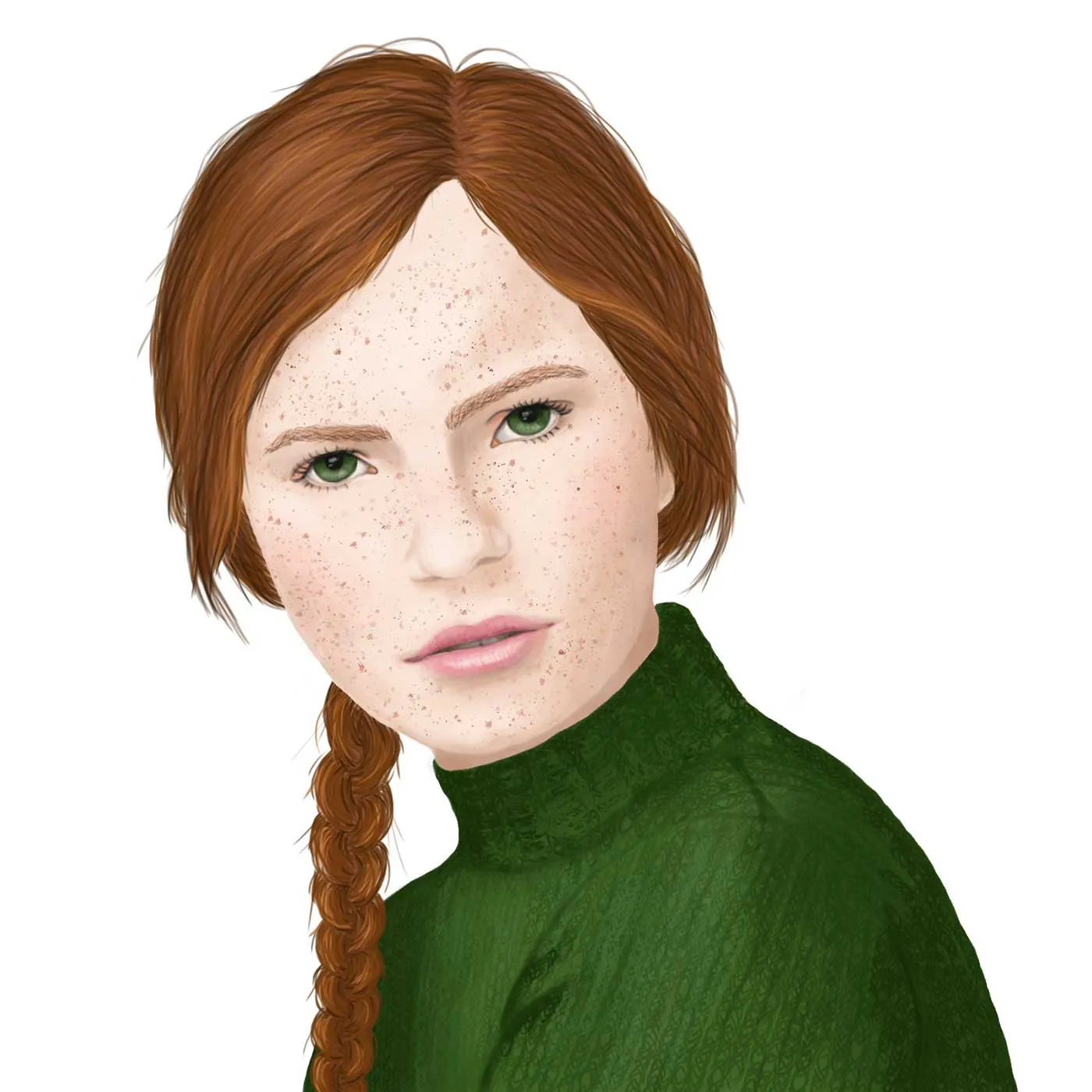 Digital illustration of a red-haired woman