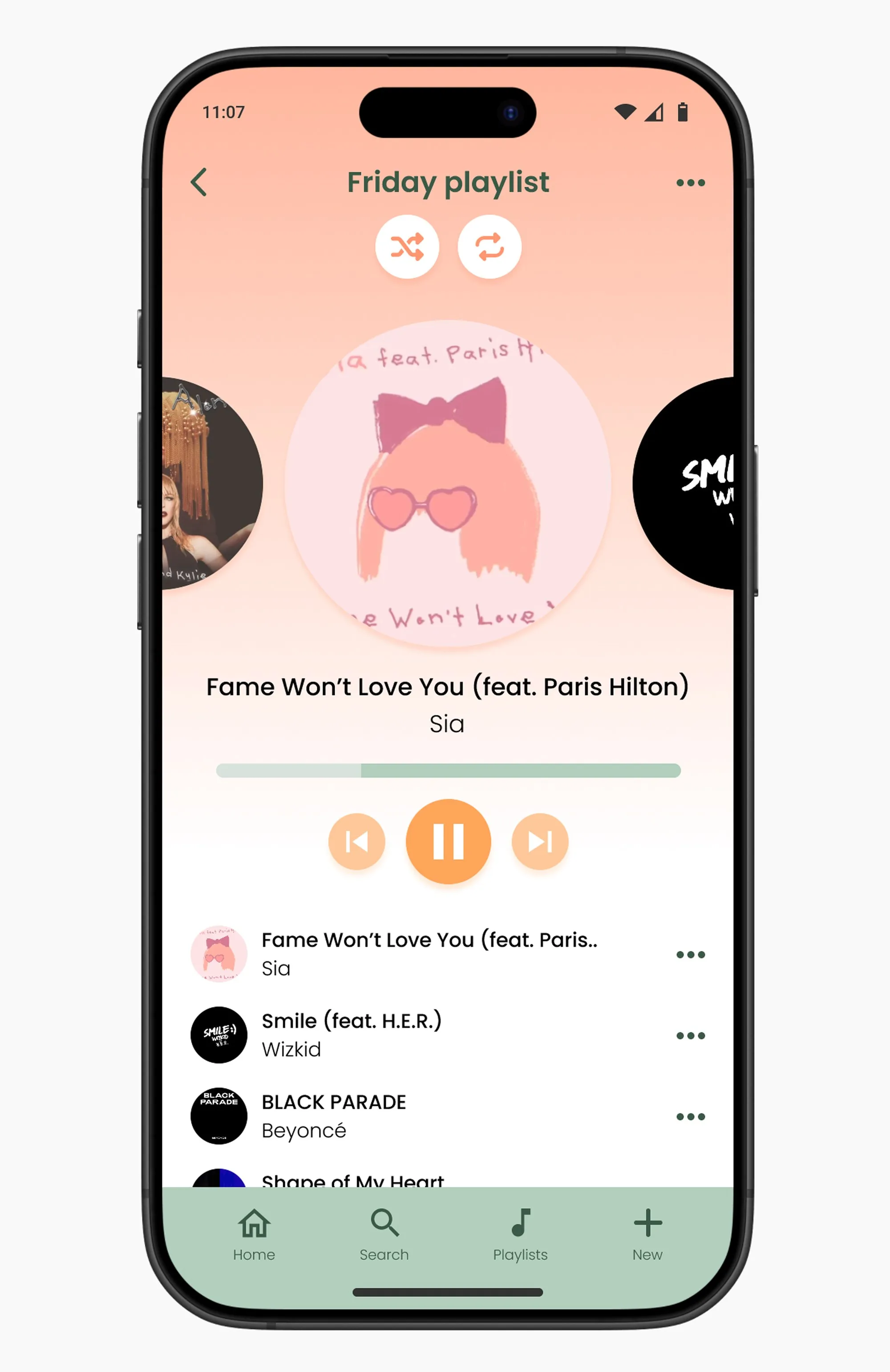 UI for a music player