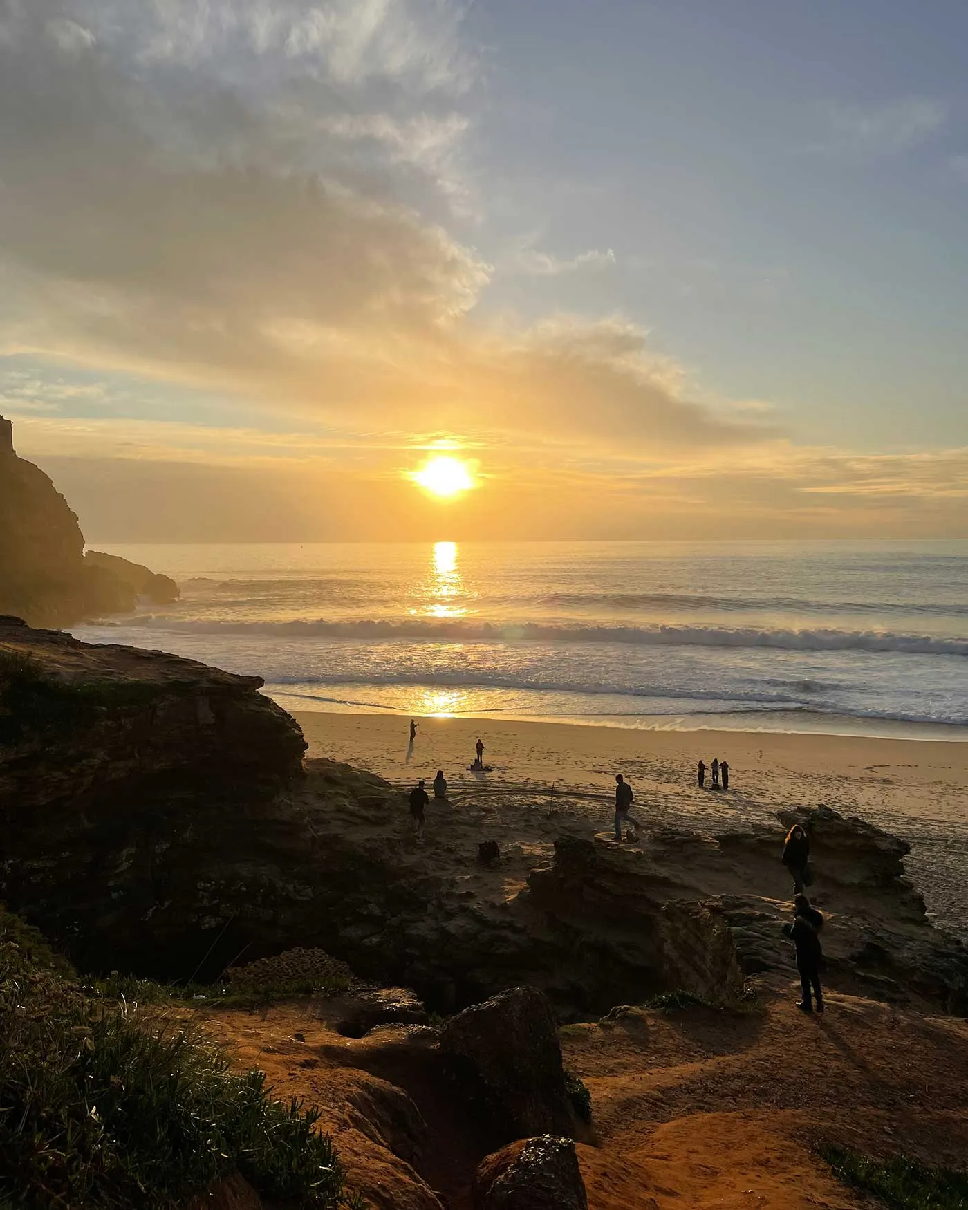 Sunset over the sea in Nazaré
