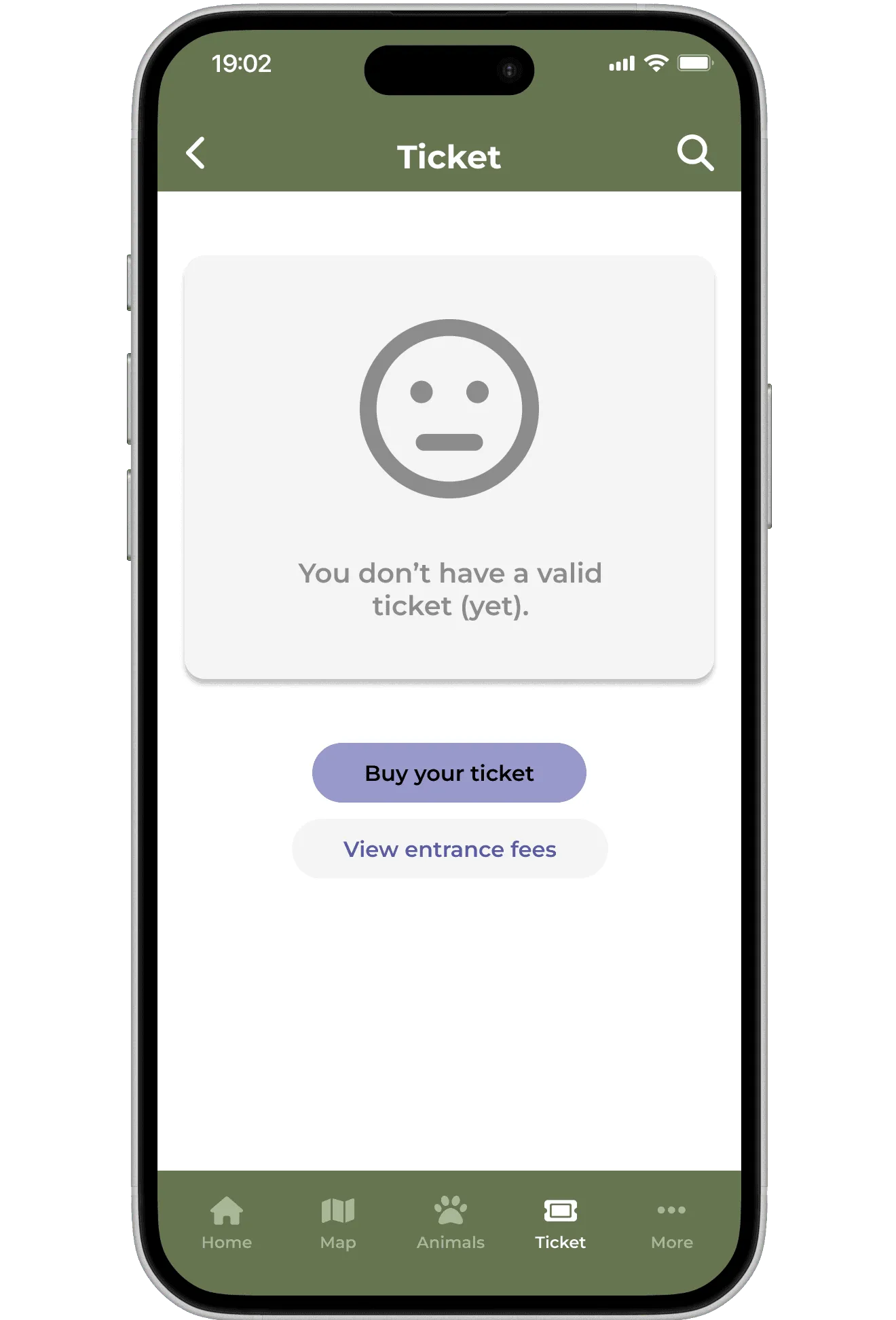 Ticket screen after: buy your ticket straight away
